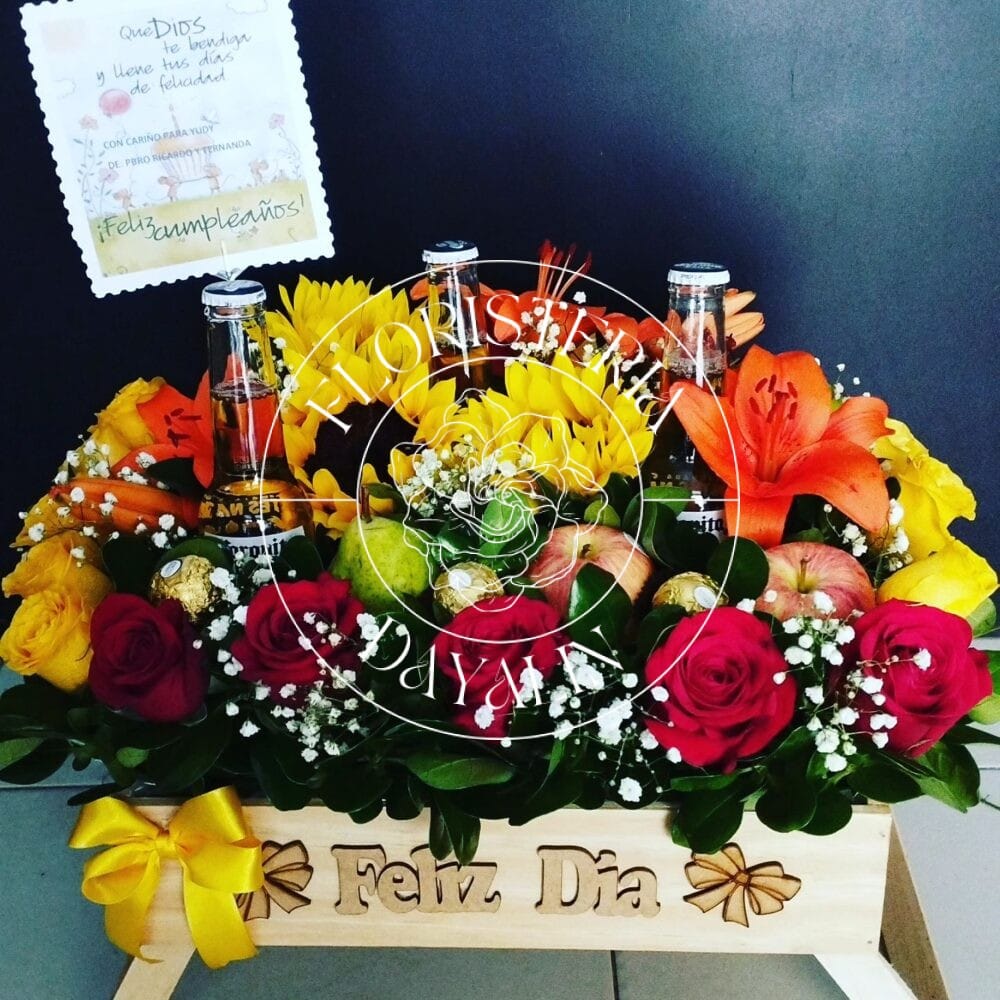 🌻🍻 Caja Floral Alegría Dorada 🎁✨